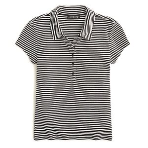 NWT!  J.CREW SHORT-SLEEVE HENLEY POLO IN STRIPED VINTAGE RIB, navy/white, size M